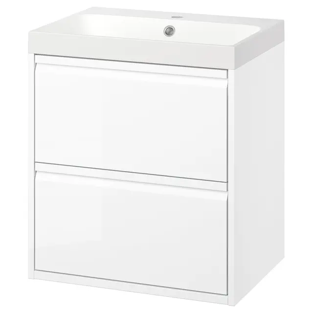 ÄNGSJÖN / BACKSJÖN Умивальник і шафка з шухлядами - глянець білий 60x48x69 см