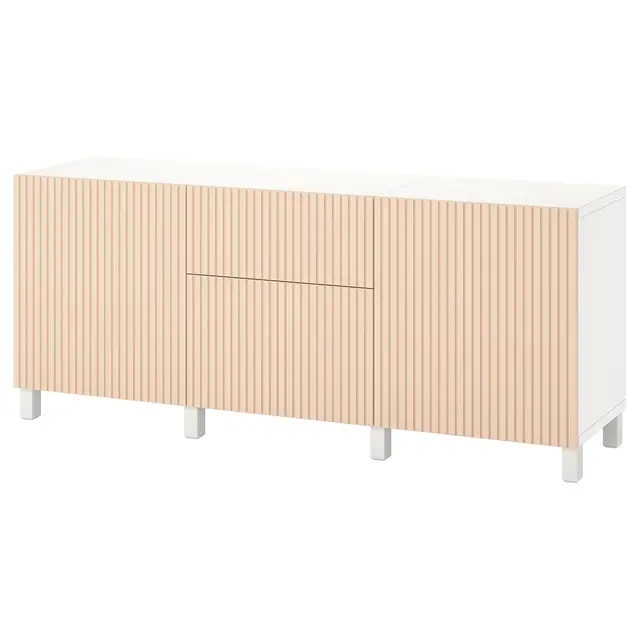 BESTÅ Комбінація з шухлядами - білий Björköviken/березовий шпон 180x42x74 см