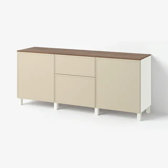 BESTÅ Комбінація з шухлядами - білий/Krukmakare бежевий 180x42x75 см