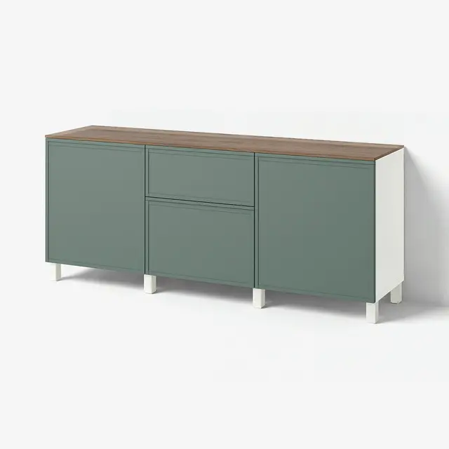 BESTÅ Комбінація з шухлядами - білий/Krukmakare темний сіро-зелений 180x42x75 см