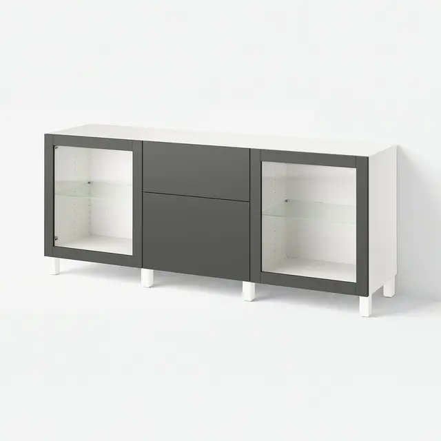 BESTÅ Комбінація з шухлядами - білий Lappviken/Sindvik/Stubbarp темно-сірий 180x42x74 см