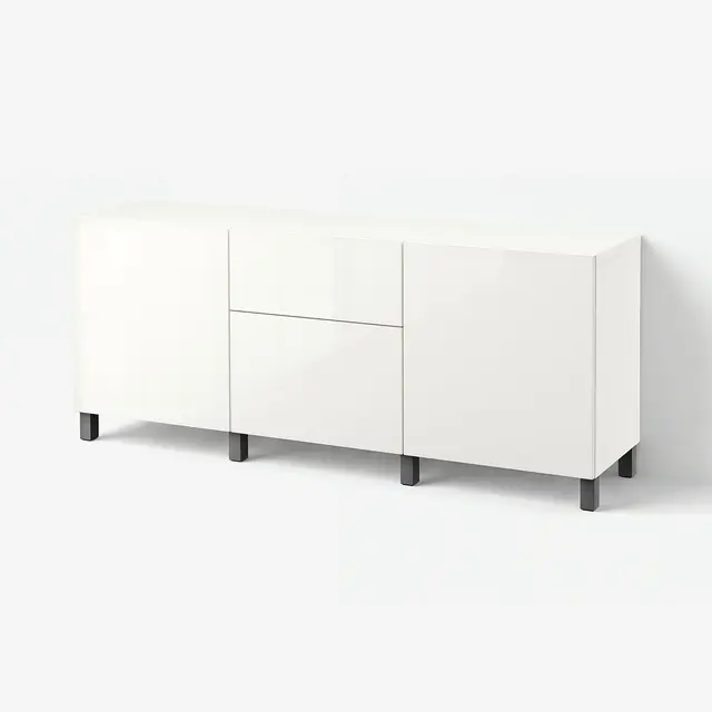 BESTÅ Комбінація з шухлядами - білий/Selsviken/Stubbarp темно-сірий 180x42x74 см