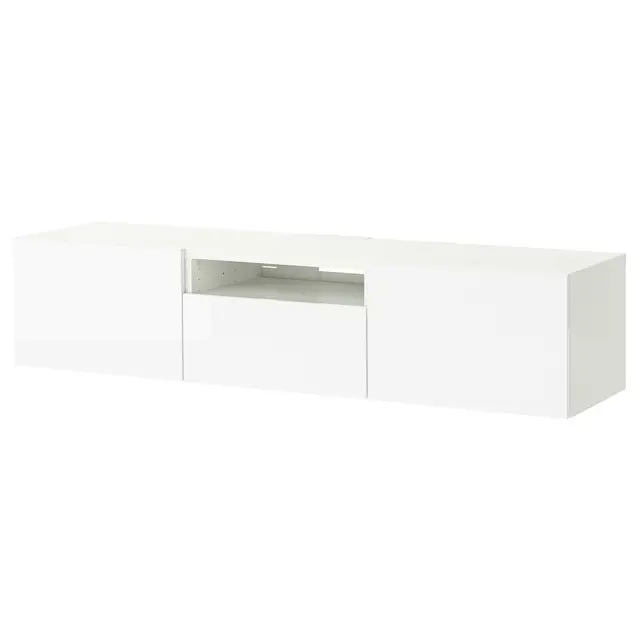 BESTÅ Тумба під ТБ - білий/Selsviken білий глянцевий 180x42x39 см