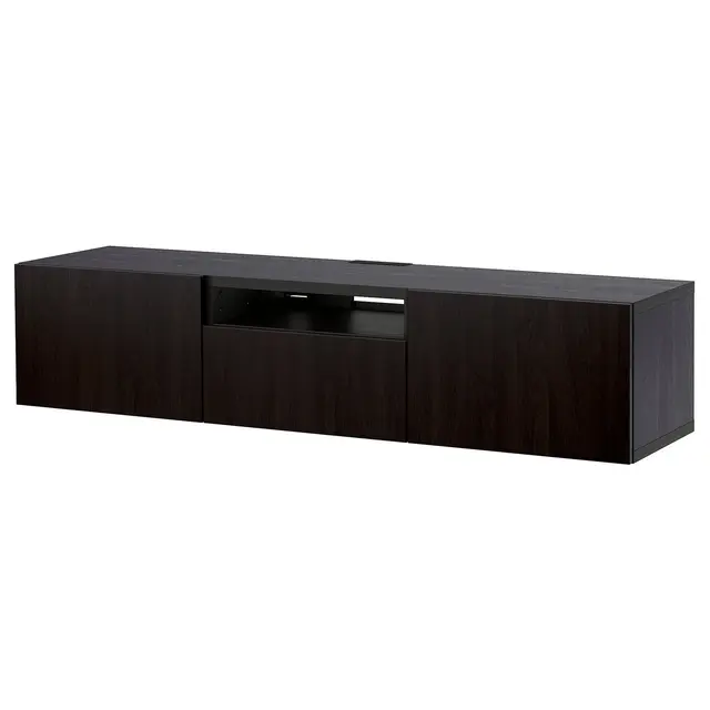 BESTÅ Тумба під ТБ - чорно-коричневий/Lappviken чорно-коричневий 180x42x39 см