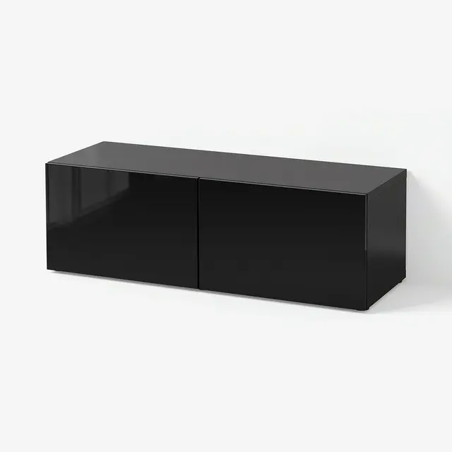 BESTÅ Шафка з дверцятами - чорно-коричневий/Selsviken глянцевий/чорний 120x42x38 см