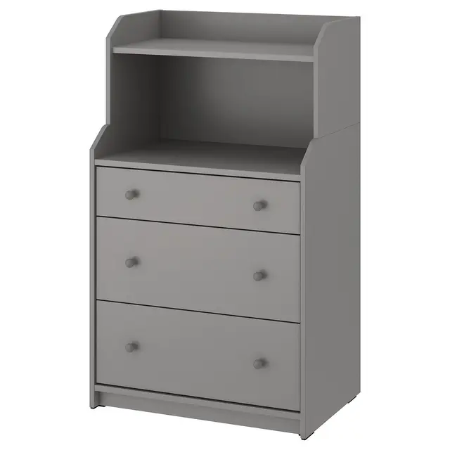 HAUGA Комод 3 шухляди з полицею - сірий 70x46x116 см