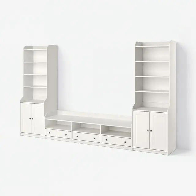 HAUGA ТБ/стелажна комбінація - білий 346x46x199 см
