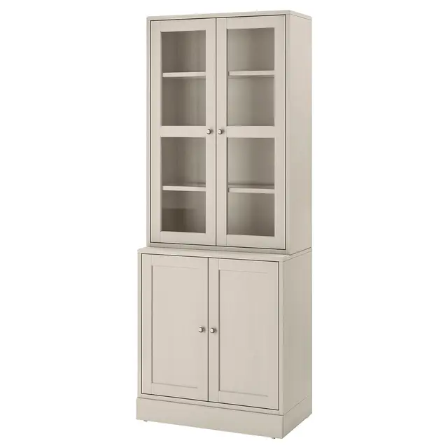 HAVSTA Комбінація зі скляними дверима - сіро-бежевий 81x47x212 см
