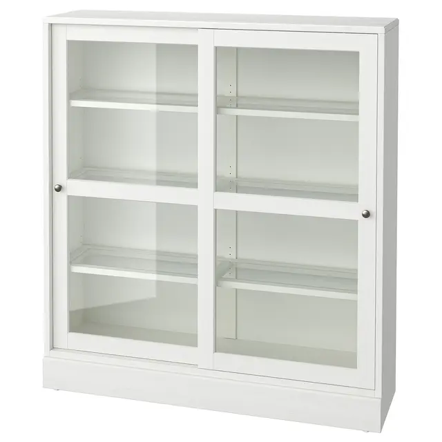 HAVSTA Шафка-вітрина з цоколем - біле прозоре скло 121x37x134 см