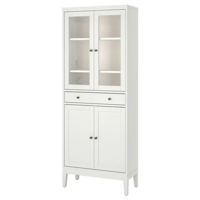 IDANÄS Висока шафа скляні дверцята/1 шухляда - білий 81x39x211 см
