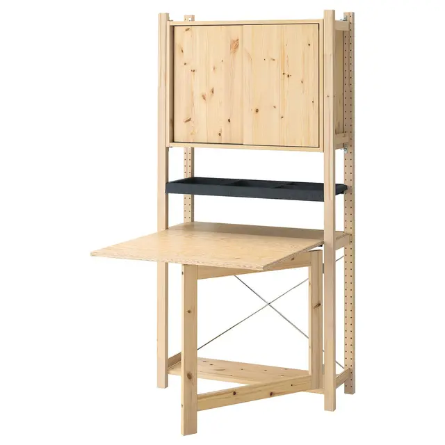 IVAR 1 секція/складаний стіл/розсувні двері - сосна/повсть 89x30x179 см