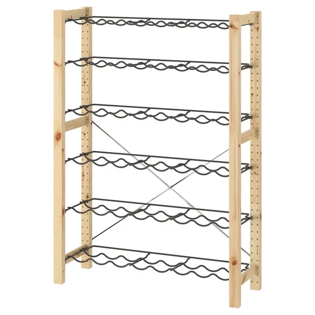 IVAR 1 секція/підставка для пляшок - сосна/сірий 89x30x124 см