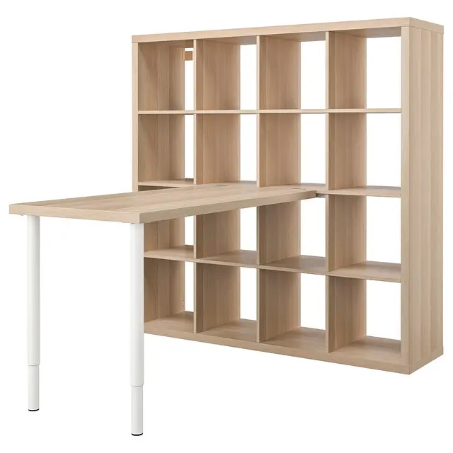 KALLAX / LAGKAPTEN Письмовий стіл - білий/імітація біленого дуба 147x159x147 см