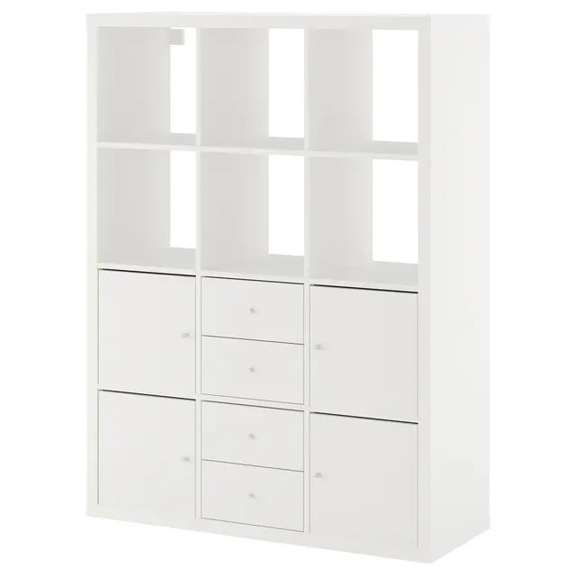 KALLAX Стелаж 6 вставок - білий 112x147 см