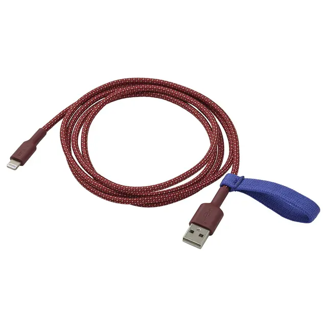 LILLHULT USB-A на Lightning - темний червоно-коричневий 1.5 м