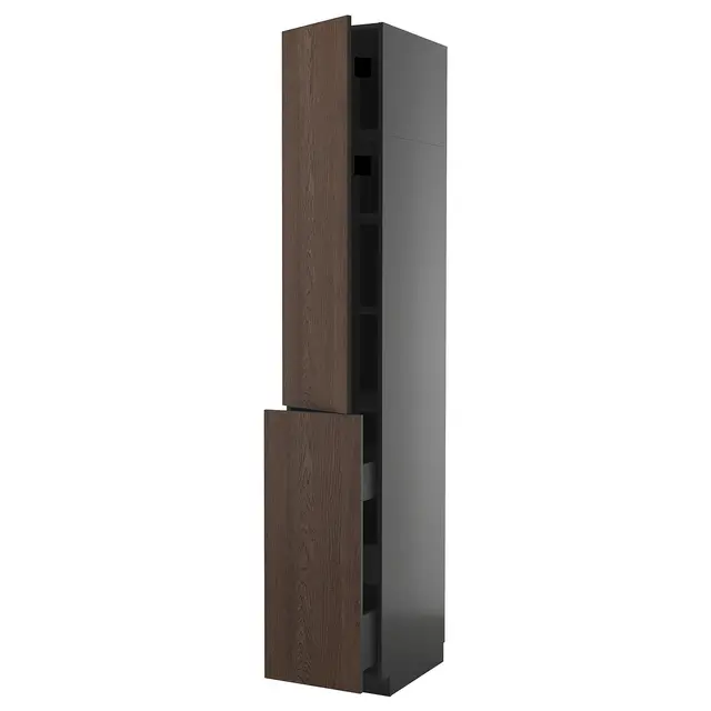 METOD / KNIVSHULT Шафа вис 3шух/1д/2пол - чорно-сірий/Sinarp коричневий 40x60x240 см