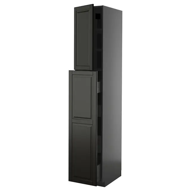 METOD / KNIVSHULT Шафа вис з вис 4шух/1дв/2пол - чорно-сірий/Bodbyn чорний 40x60x220 см