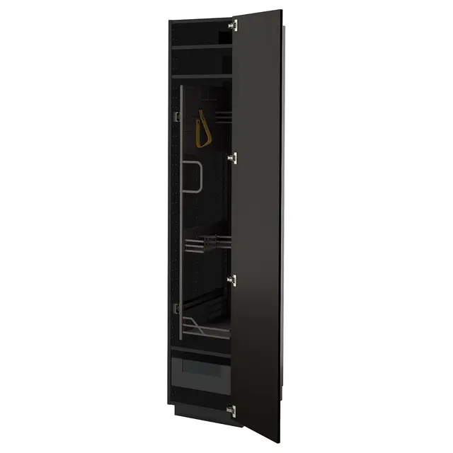 METOD / KNIVSHULT Висока шафа/господарське начиння - чорно-сірий/Bodbyn чорний 40x60x200 см