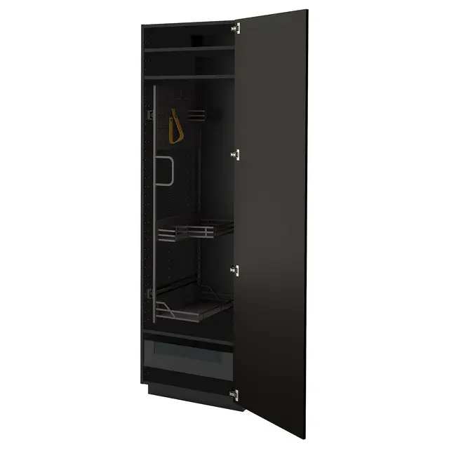 METOD / KNIVSHULT Висока шафа/господарське начиння - чорно-сірий/Bodbyn чорний 60x60x200 см