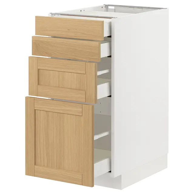 METOD / MAXIMERA Підлогова шафка 4 фасади/4 шухляди - білий/Forsbacka дуб 40x60 см