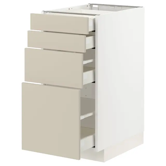 METOD / MAXIMERA Підлогова шафка 4 фасади/4 шухляди - білий/Havstorp бежевий 40x60 см