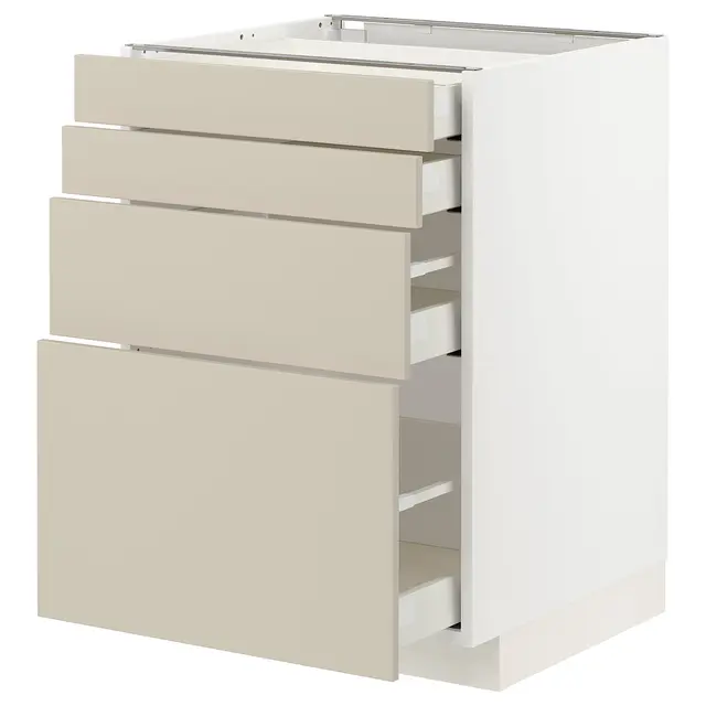 METOD / MAXIMERA Підлогова шафка 4 фасади/4 шухляди - білий/Havstorp бежевий 60x60 см