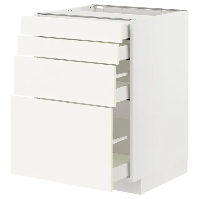 METOD / MAXIMERA Підлогова шафка 4 фасади/4 шухляди - білий/Vallstena білий 60x60 см