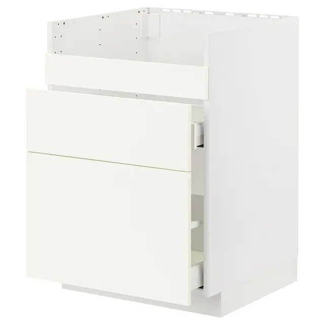 METOD / MAXIMERA Шафка під мийку HAVSEN/3 фасади/2 шухляди - білий/Vallstena білий 60x60 см