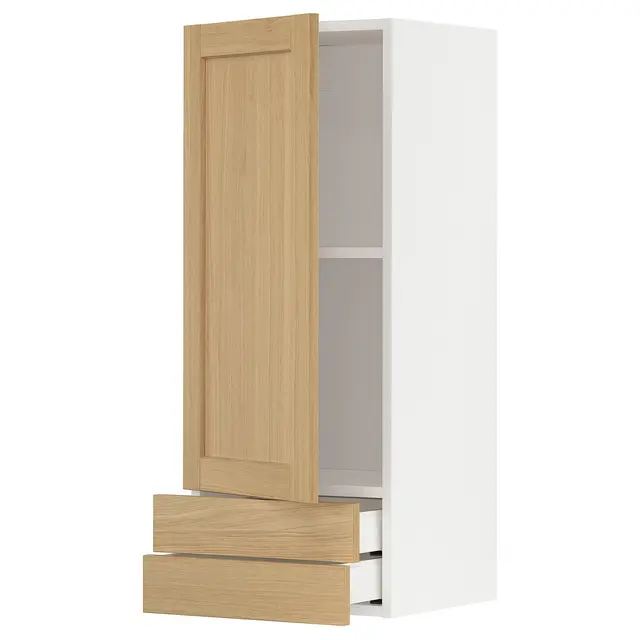 METOD / MAXIMERA Настінна шафка, дверцята/2 шухляди - білий/Forsbacka дуб 40x100 см