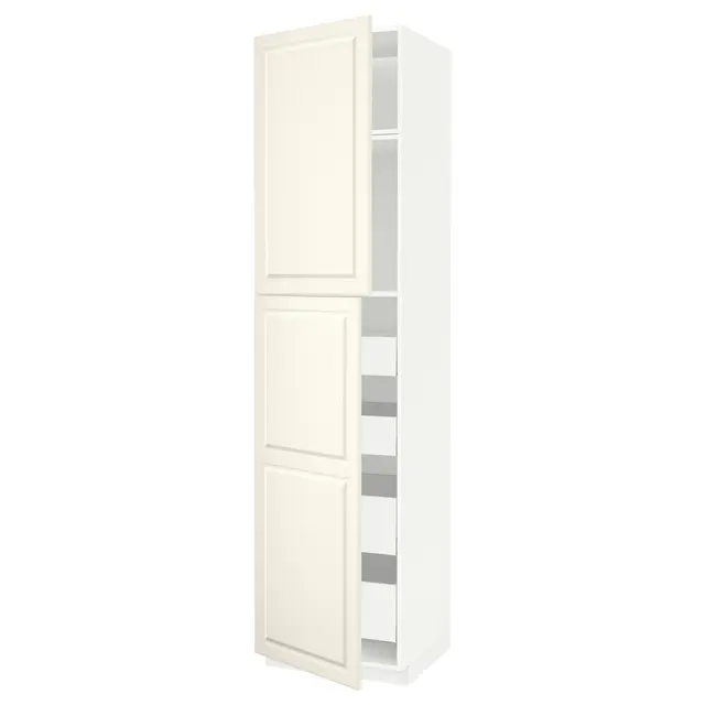 METOD / MAXIMERA Висока шафка 2 дверцят/4 шухляди - білий/Bodbyn кремовий 60x60x240 см