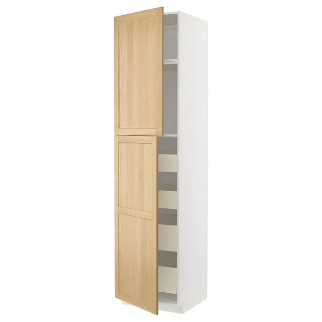 METOD / MAXIMERA Висока шафка 2 дверцят/4 шухляди - білий/Forsbacka дуб 60x60x240 см