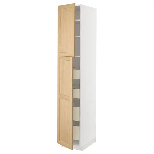 METOD / MAXIMERA Висока шафка 2 дверцят/4 шухляди - білий/Forsbacka дуб 40x60x220 см