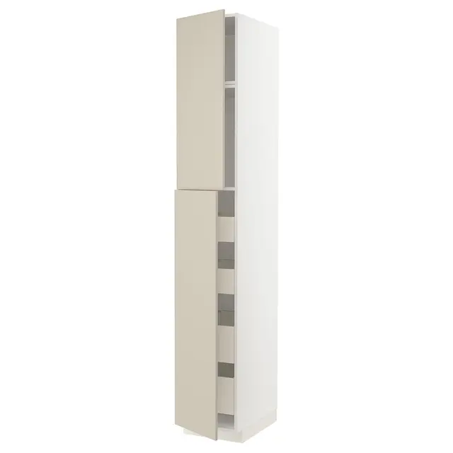 METOD / MAXIMERA Висока шафка 2 дверцят/4 шухляди - білий/Havstorp бежевий 40x60x240 см