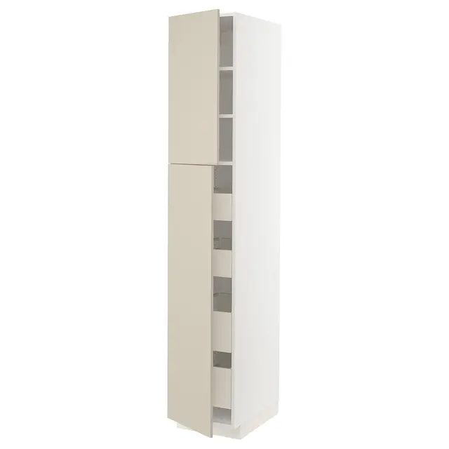 METOD / MAXIMERA Висока шафка 2 дверцят/4 шухляди - білий/Havstorp бежевий 40x60x220 см