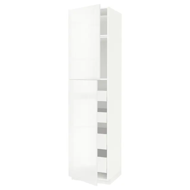 METOD / MAXIMERA Висока шафка 2 дверцят/4 шухляди - білий/Ringhult білий 60x60x240 см