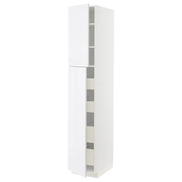 METOD / MAXIMERA Висока шафка 2 дверцят/4 шухляди - білий/Ringhult білий 40x60x220 см