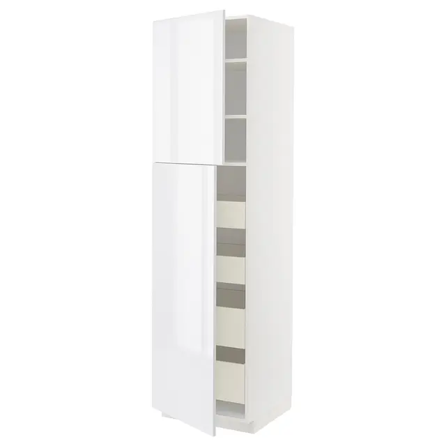METOD / MAXIMERA Висока шафка 2 дверцят/4 шухляди - білий/Ringhult білий 60x60x220 см