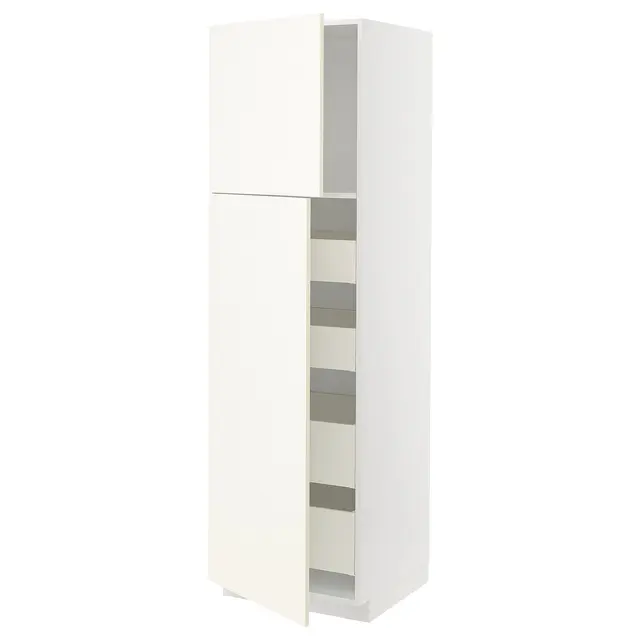 METOD / MAXIMERA Висока шафка 2 дверцят/4 шухляди - білий/Vallstena білий 60x60x200 см