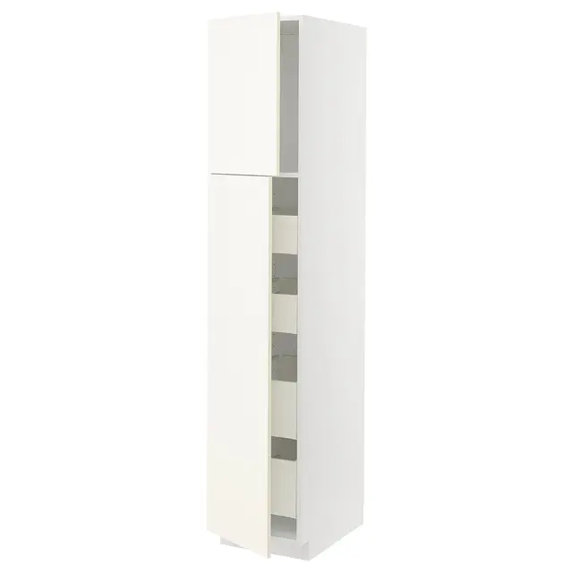 METOD / MAXIMERA Висока шафка 2 дверцят/4 шухляди - білий/Vallstena білий 40x60x200 см
