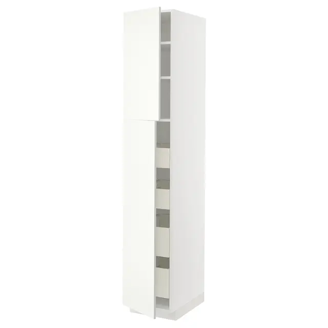 METOD / MAXIMERA Висока шафка 2 дверцят/4 шухляди - білий/Vallstena білий 40x60x220 см