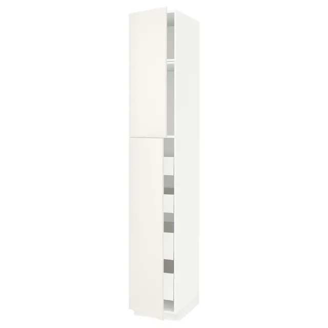 METOD / MAXIMERA Висока шафка 2 дверцят/4 шухляди - білий/Veddinge білий 40x60x240 см
