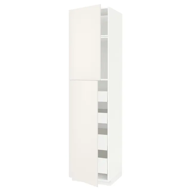 METOD / MAXIMERA Висока шафка 2 дверцят/4 шухляди - білий/Veddinge білий 60x60x240 см