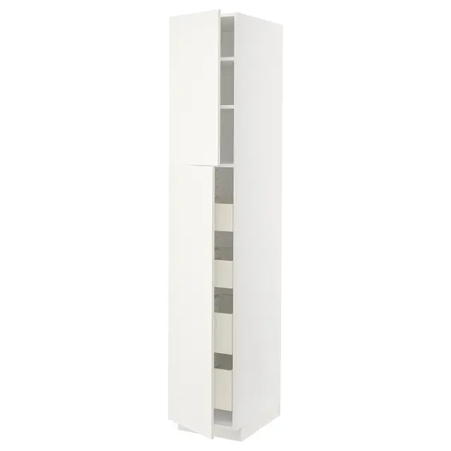 METOD / MAXIMERA Висока шафка 2 дверцят/4 шухляди - білий/Veddinge білий 40x60x220 см