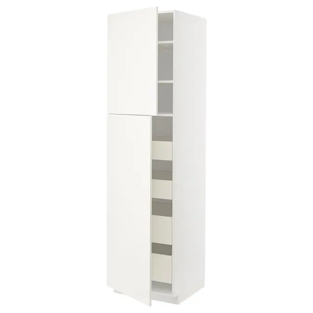 METOD / MAXIMERA Висока шафка 2 дверцят/4 шухляди - білий/Veddinge білий 60x60x220 см
