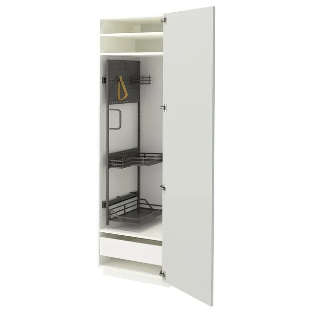 METOD / MAXIMERA Висока шафа/господарське наповнення - білий/Aspudden світло-сірий 60x60x200 см