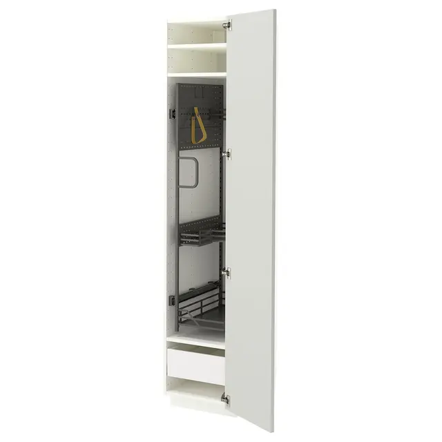 METOD / MAXIMERA Висока шафа/господарське наповнення - білий/Aspudden світло-сірий 40x60x200 см