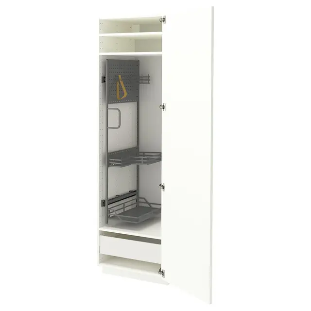 METOD / MAXIMERA Висока шафа/господарське наповнення - білий/Aspudden матовий білий 60x60x200 см