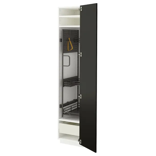 METOD / MAXIMERA Висока шафа/господарське наповнення - білий/Bodbyn чорний 40x60x200 см