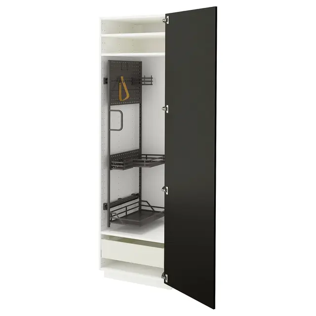 METOD / MAXIMERA Висока шафа/господарське наповнення - білий/Bodbyn чорний 60x60x200 см