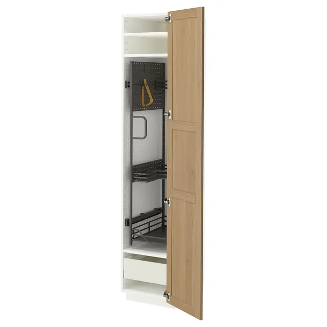 METOD / MAXIMERA Висока шафа/господарське наповнення - білий/Forsbacka дуб 40x60x200 см
